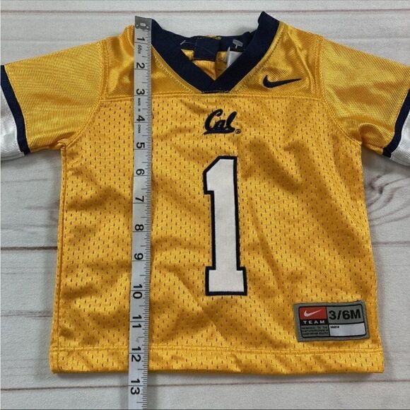 Nike Kids Yellow Cal Golden Bears #1 Long Sleeve Football Jersey Shirt Size 3/6M - Picture 8 of 9